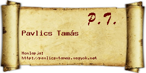 Pavlics Tamás névjegykártya